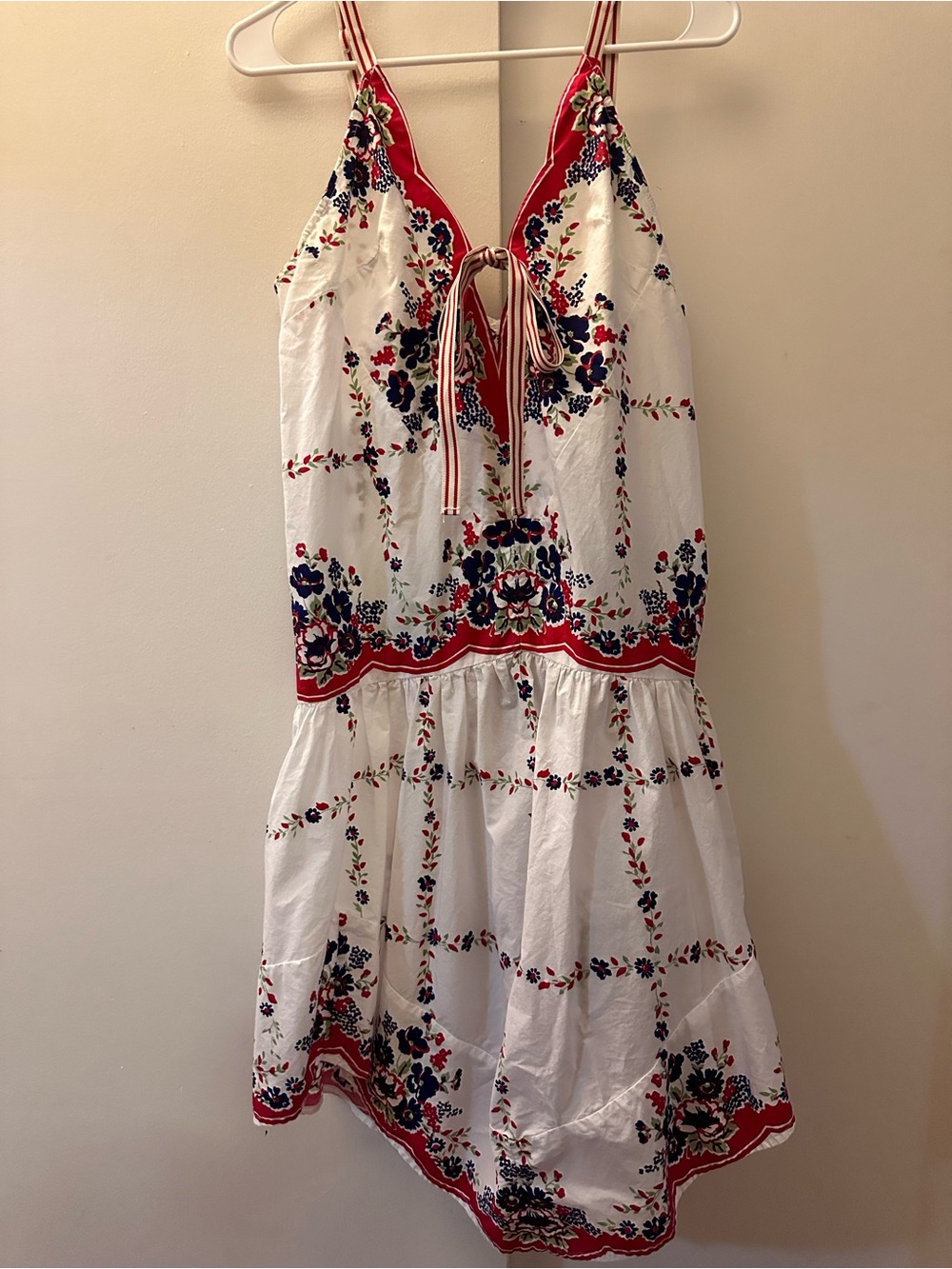 Celandine Plunge-Neck Drop Waist Cotton Midi Dress S Aesthetic